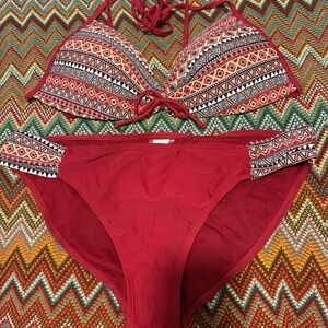Hot Water Red and Multicolor Bikini